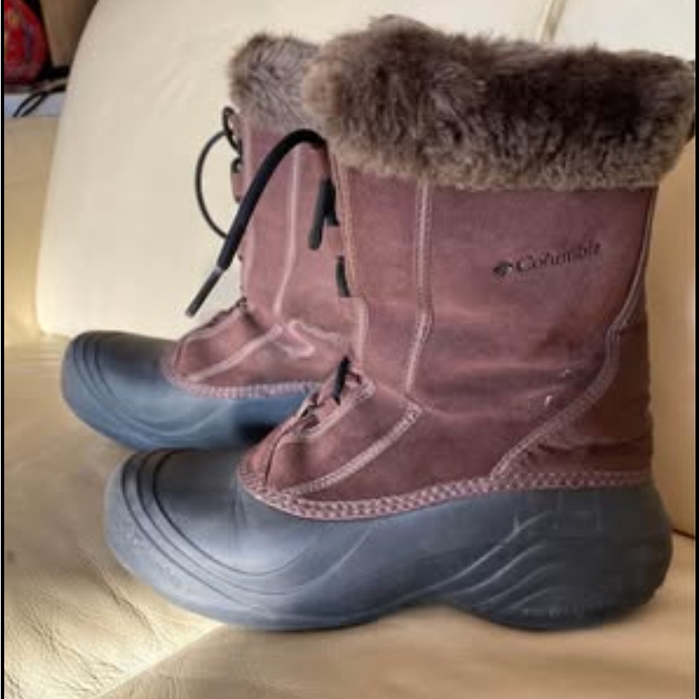 Columbia Brown Suede Faux Fur Womens Lined Snow boots (-25) US Sz 9